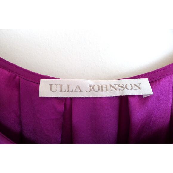 ULLA JOHNSON Silk Pleat Bubble Sleeve Top Tee Blouse Fuschia Shopbop 4 S $320 - Picture 4 of 7